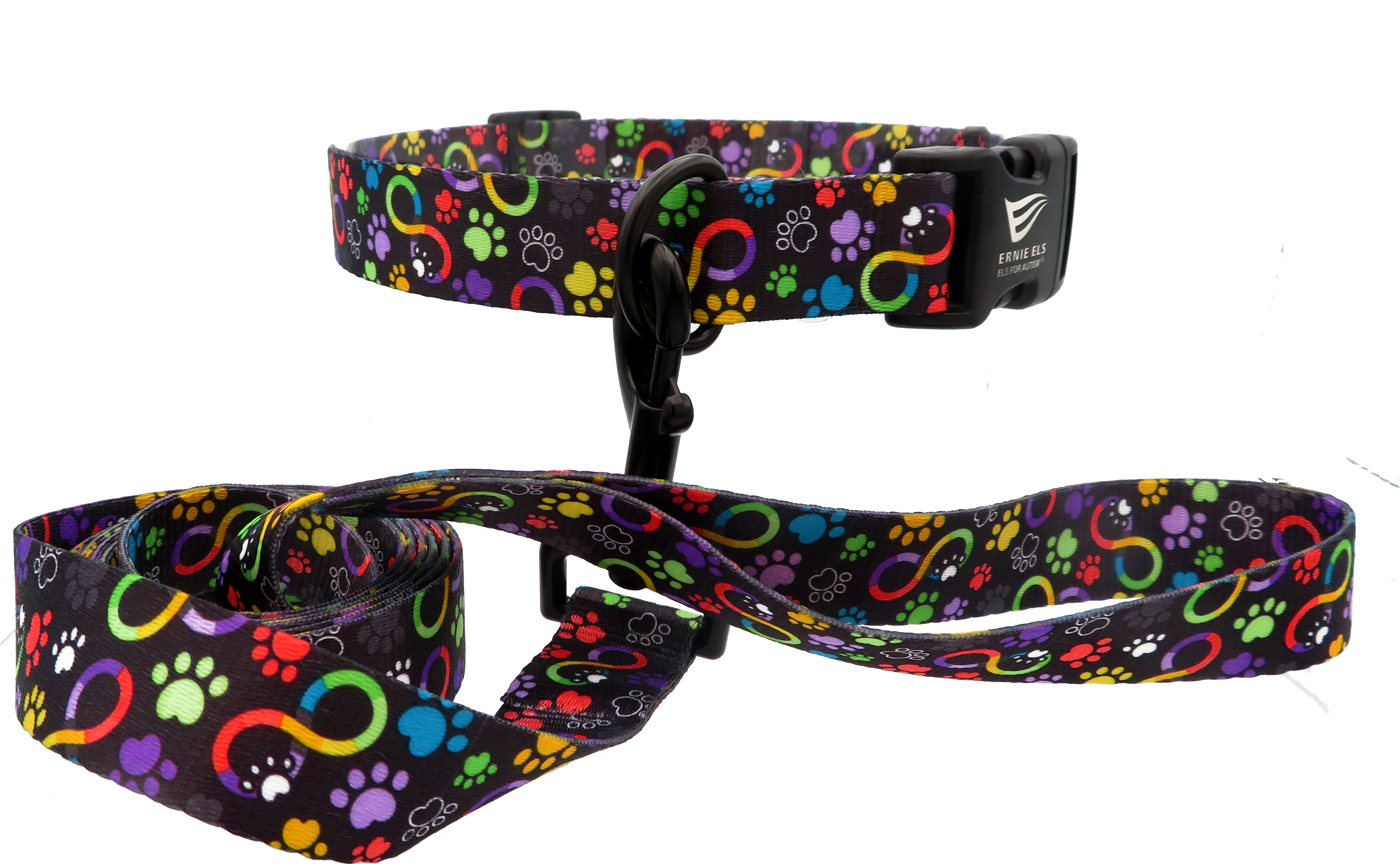 Ernie Els Black Paws and Infiniti Logo Collar and matching leash