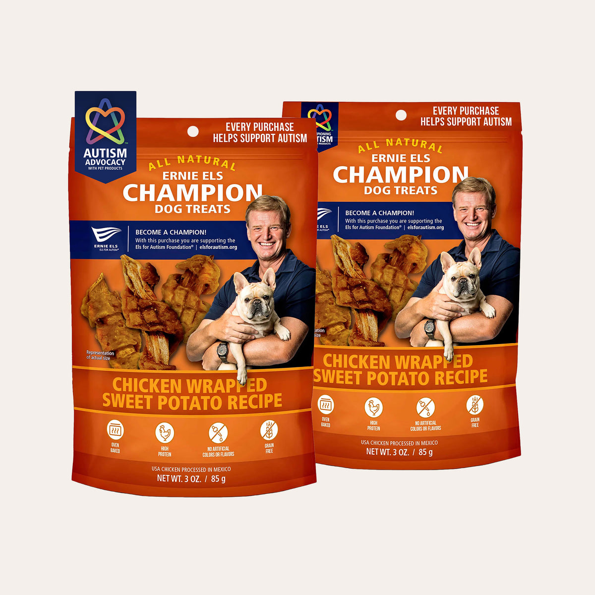 Ernie Els Sweet Potato Wrapped Chicken Dog Treats (2 Pack)