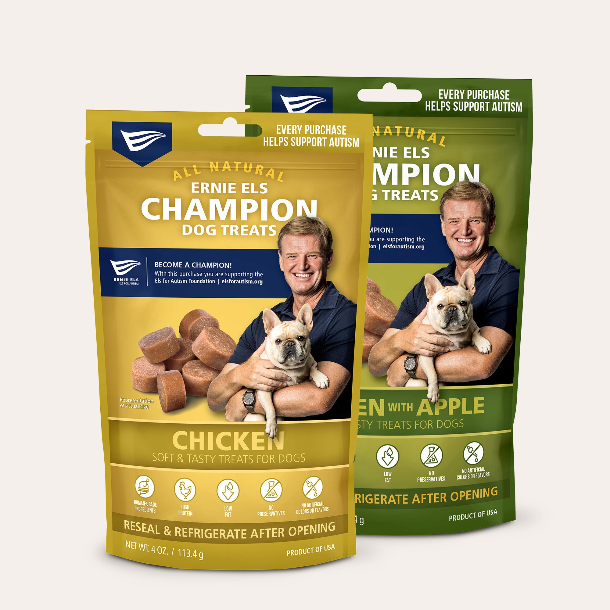 2 Packages: Ernie Els Champion Dog Treats - Chicken, Chicken with Apple