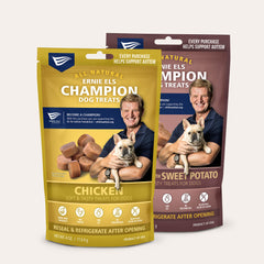 2 packages: Ernie Els Champion Dog Treats - Chicken, Chicken with Sweet Potato