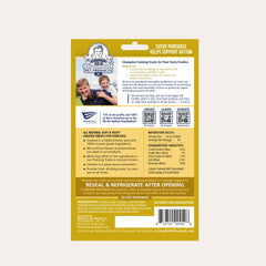 Back of package: Ernie Els Champion Dog Treats - Chicken